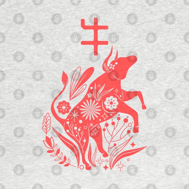 Ox - Asian Japanese Zodiac Sign - Bull Kanji Chinese Astrology by Millusti